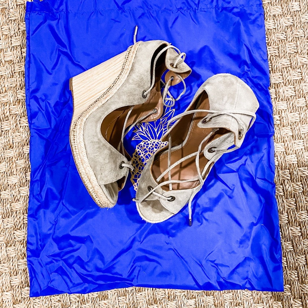 Aquazzura suede wedge sandals size 40